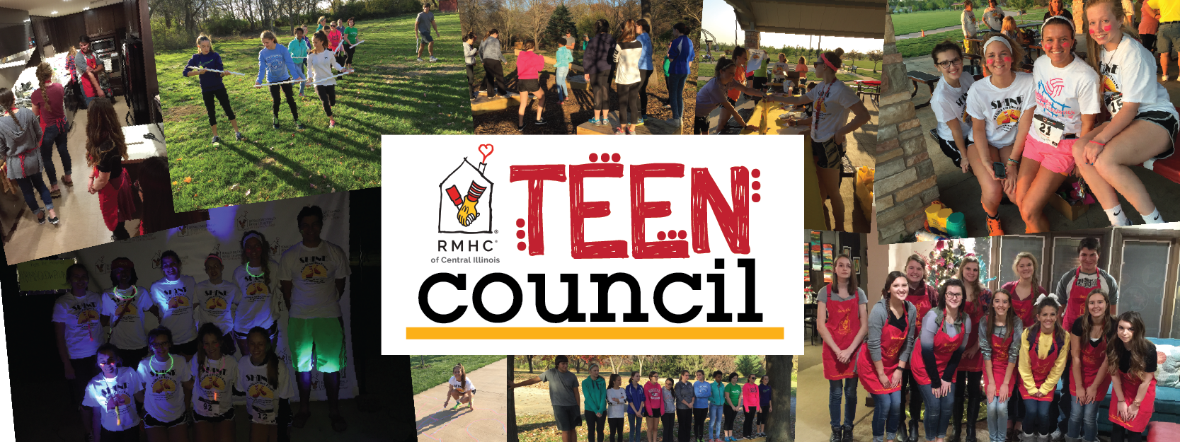 A photo collage of teen council group photos.